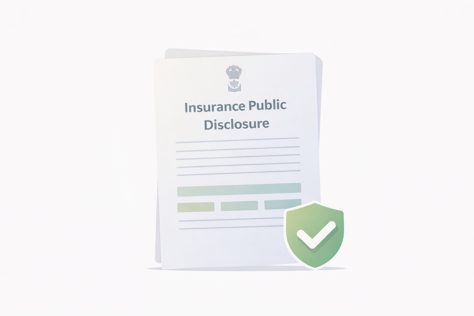 **Alt text:** An official-style illustration of a generic insurance public disclosure document with a verification checkmark and shield icon, using neutral colors and a clean compliance-focused design that suggests regulatory approval.